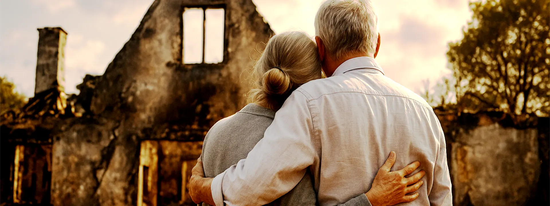 Team assessing a damaged home after a loss, preparing for reconstruction